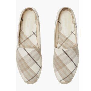 Burberry Mews Check Espadrille Flat Women Cotton Ip Check Grey Beige Sz.38.5